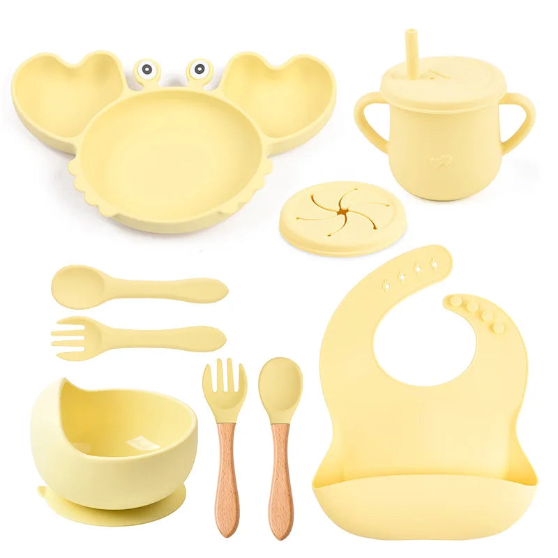 BPA Free New Born Gift Products Baby Feeding Set for Kids Silicone Dinnerware Sets for Toddler