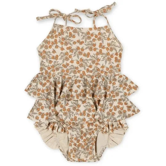 deer jonmi 2026 New Summer Baby Girls Floral Printed Swimwear Shoulder Off Kids Jumpsuits Vacation Clothes Beach Bikini Swimsuit