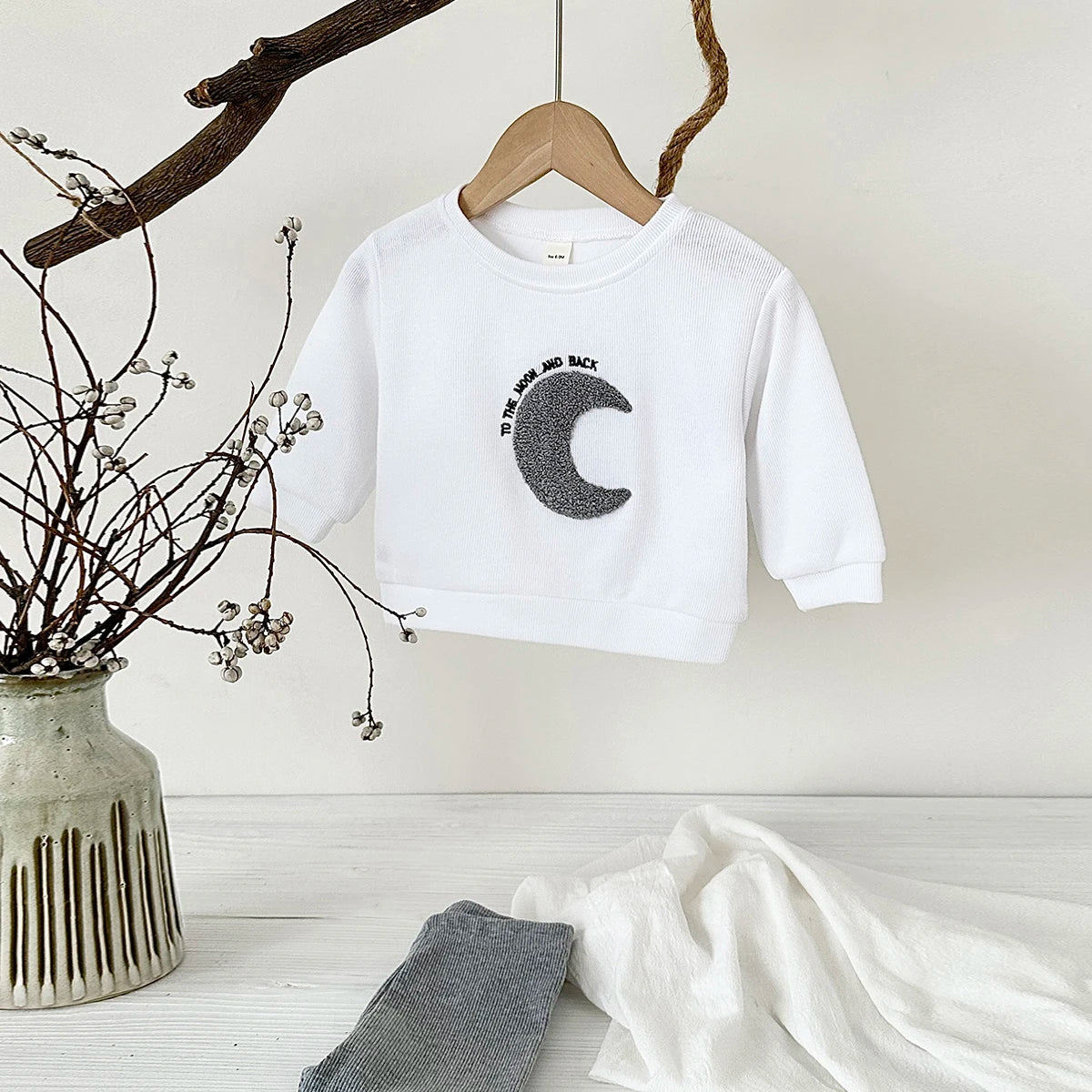 Autumn Baby Clothing Sets Wholesale New Born Infant Casual Sportswear with Spring Cotton Sun Moon Embroidery 2pcs Set