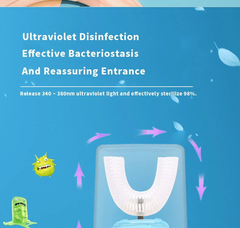 Intelligent Automatic Sonic Kids Electric Toothbrush U Shape 3 Modes Tooth Brush Wireless Charging Children Electric Toothbrush