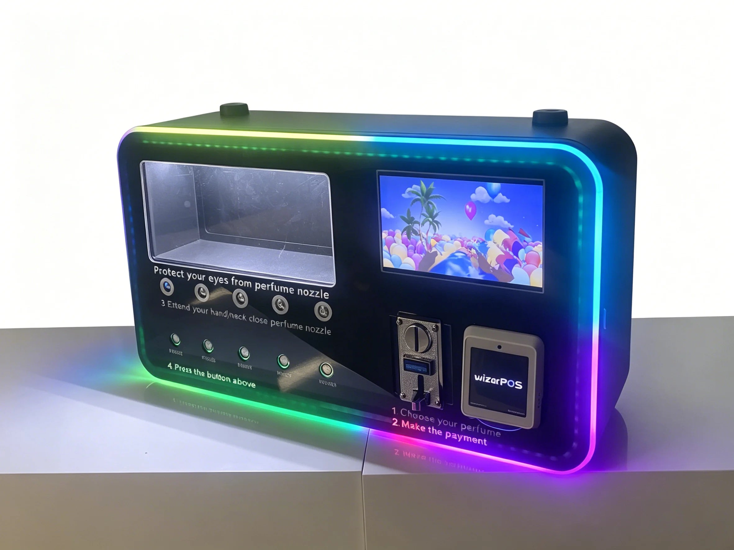 Professional Coin Operated Cologne Vending Machine with WizarPOS Card Payment Automatic Fragrance Dispenser for Cinema and Bar