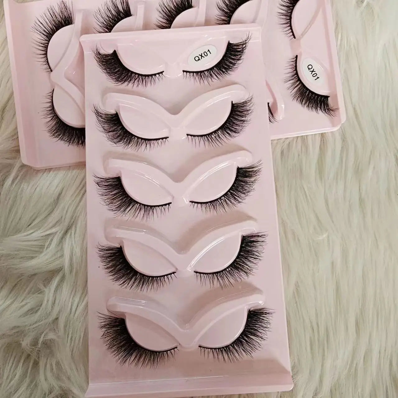 False Eyelashes Cat Eye Fox Faux Mink Lashes 8D Wispy Lashes 5 Pairs Pack Winged Cat Eye Lashes Pack