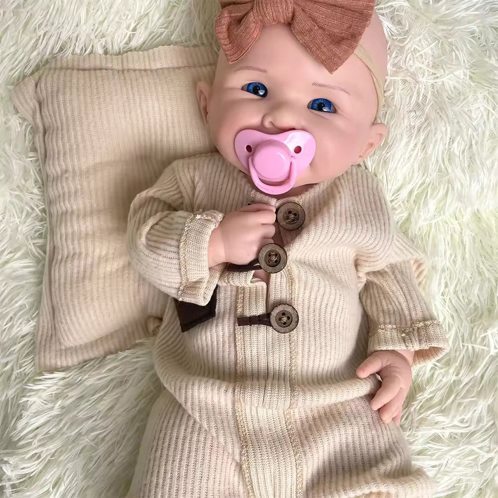 Chubby 20inch Full Silicone Reborn Baby Dolls for Girl Tan Skin Cute New Born Open Mouth Dolls Festival Gifts Age 3+