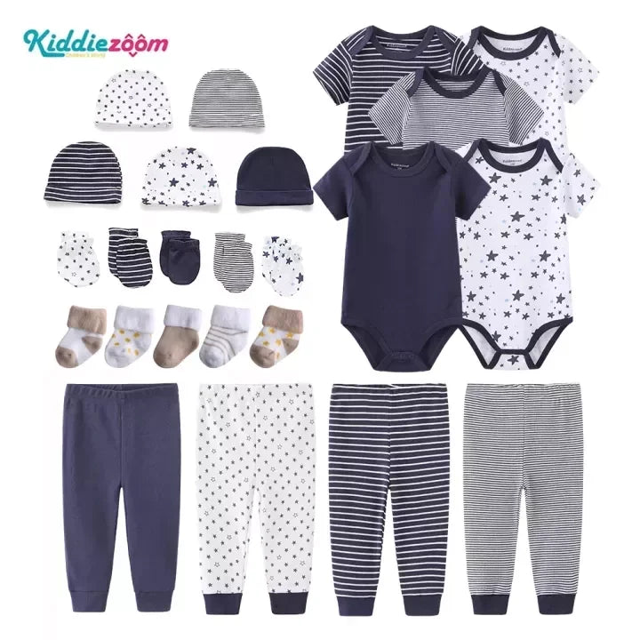 24pcs New Born Baby Clothes Sets Star Print Baby Boy Clothing Set 100%cotton Baby Gift Set