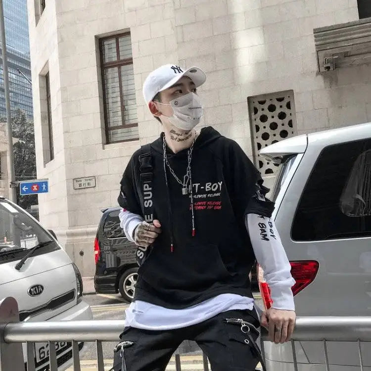 Men's Hoodies Male Casual Sweatshirts Streetwear Y2K Black Man Tops Korean Fashion Stylish Hip Hop Hoody Anime Dacning Clothing