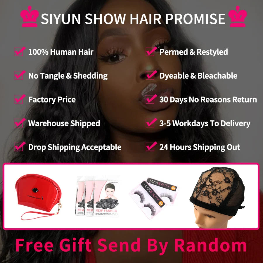Siyun Show Loose Deep Wave Wig 30 Inch 13X6 HD Transparent Lace Frontal Wig 250 Density Lace Front Human Hair Wigs For Women