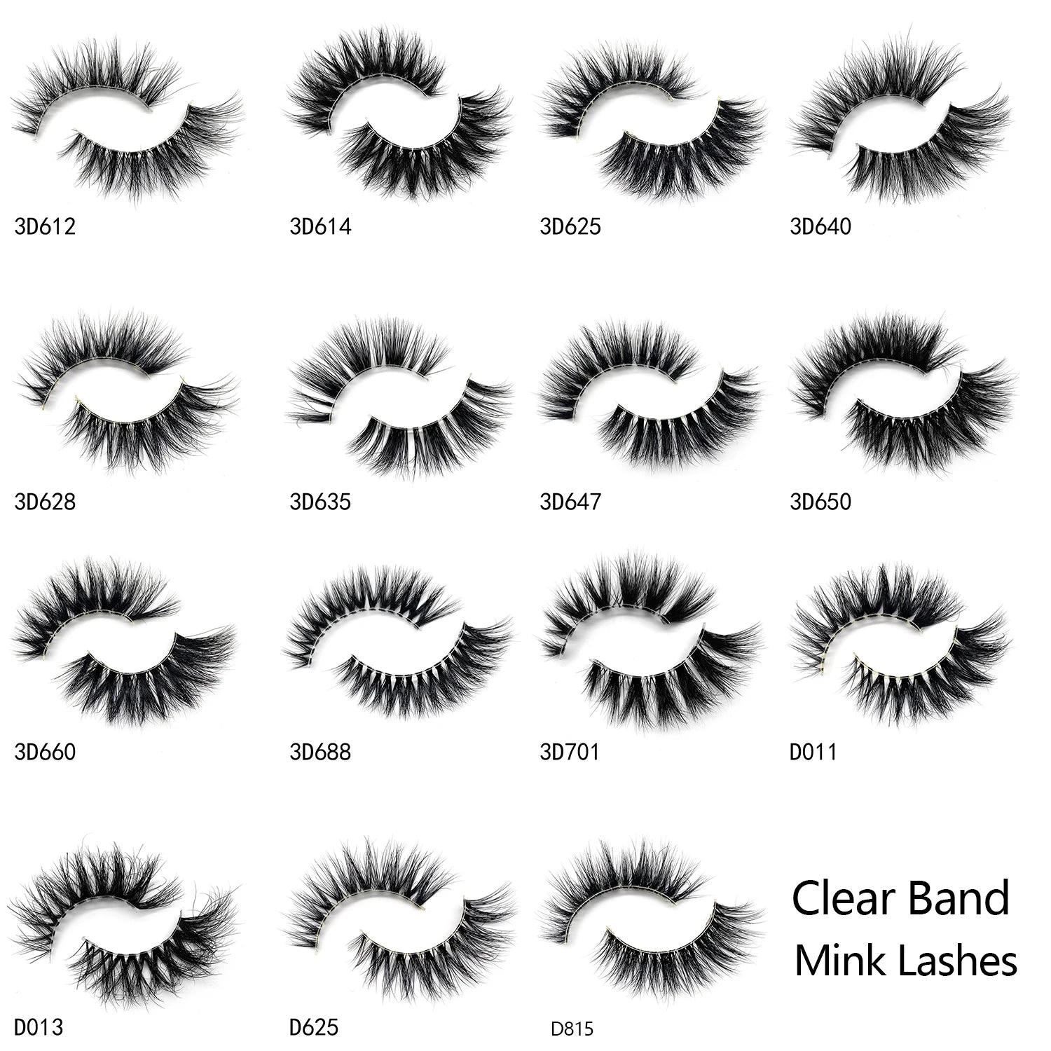 Wispy Mink Eyelashes Bulk Eyelash Mink Lashes Clear Band Mink Eye Lashes Wholesale