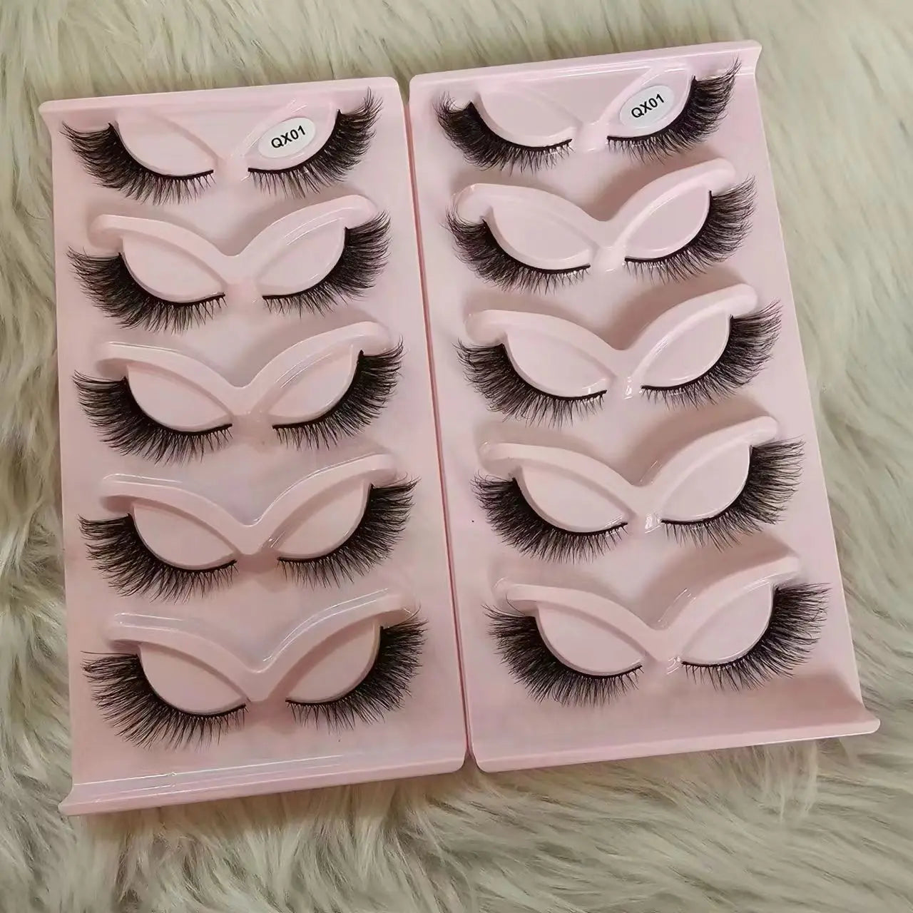 False Eyelashes Cat Eye Fox Faux Mink Lashes 8D Wispy Lashes 5 Pairs Pack Winged Cat Eye Lashes Pack