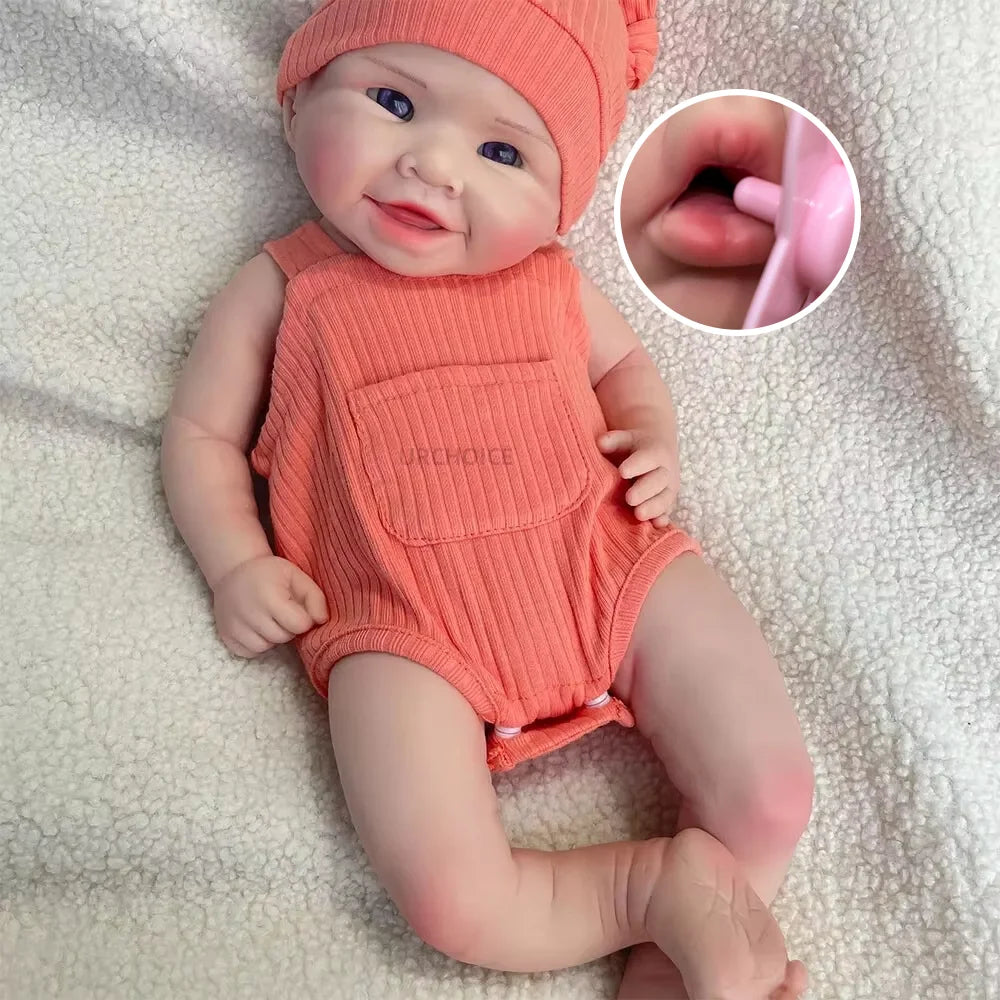 Chubby 20inch Full Silicone Reborn Baby Dolls for Girl Tan Skin Cute New Born Open Mouth Dolls Festival Gifts Age 3+