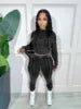 New Women's Casual Print Two-Piece Set Fall Autumn Knitting Sweater and Washed Pants for Winter