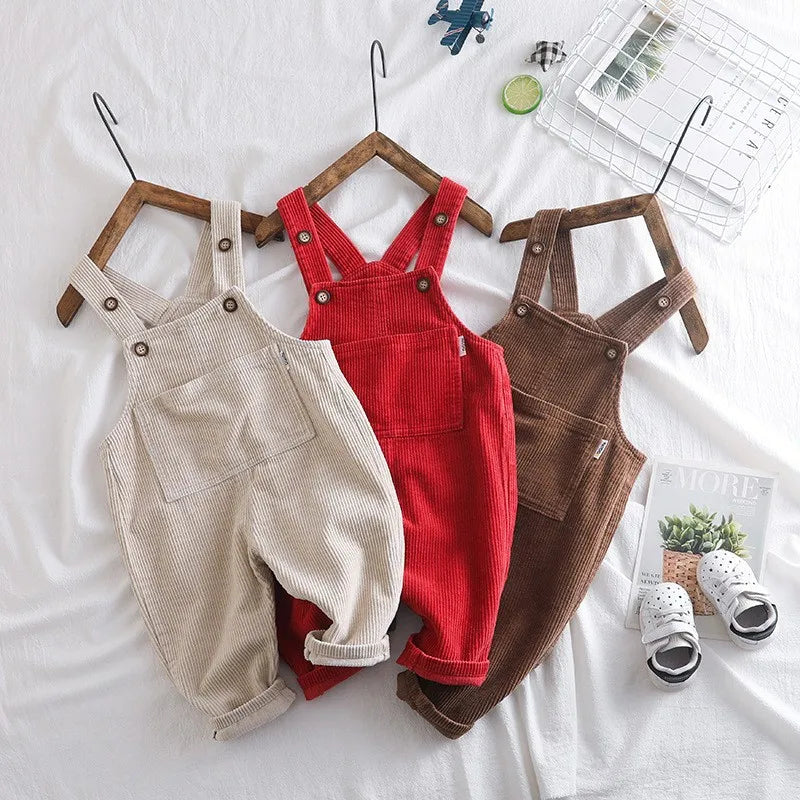 Children Beige Corduroy Pants New Born Baby Boys Girl Long Trousers Spring Jumpsuit Fashion Wear Solid Clothes Overalls for Kids