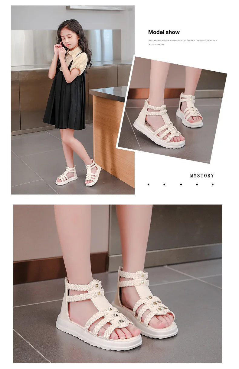 Summer Girls Sandals 2026 New Design Girls Soft Soled Lightweight Shoe Fashionable Girl Anti Slip Versatile Casual Summer Sandal