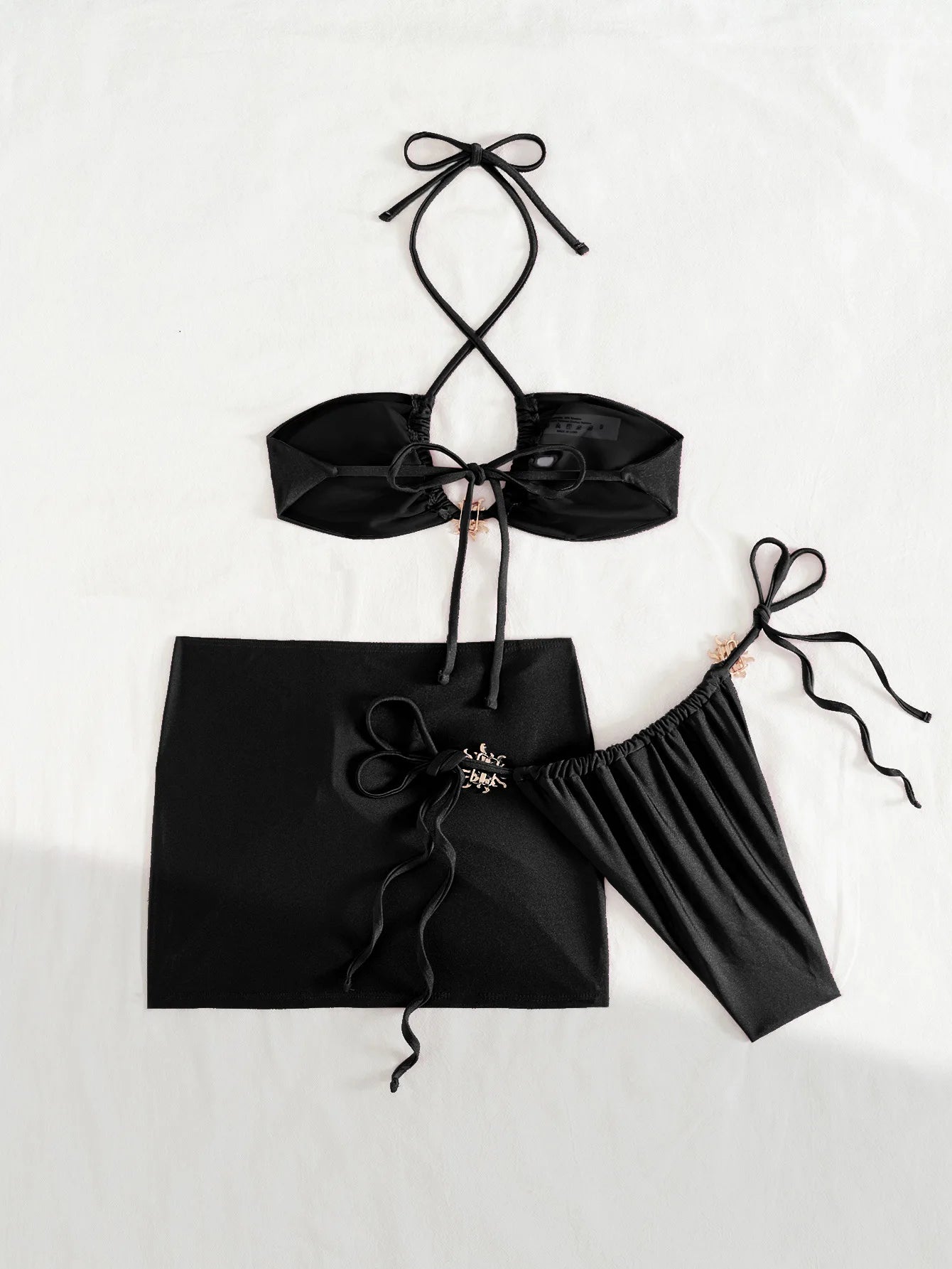3 PCS with Skirt Halter Strappy Bikini Female Swimsuit Women Swimwear Three-pieces Bikini Set Bather Bathing Suit Swim Beachwear