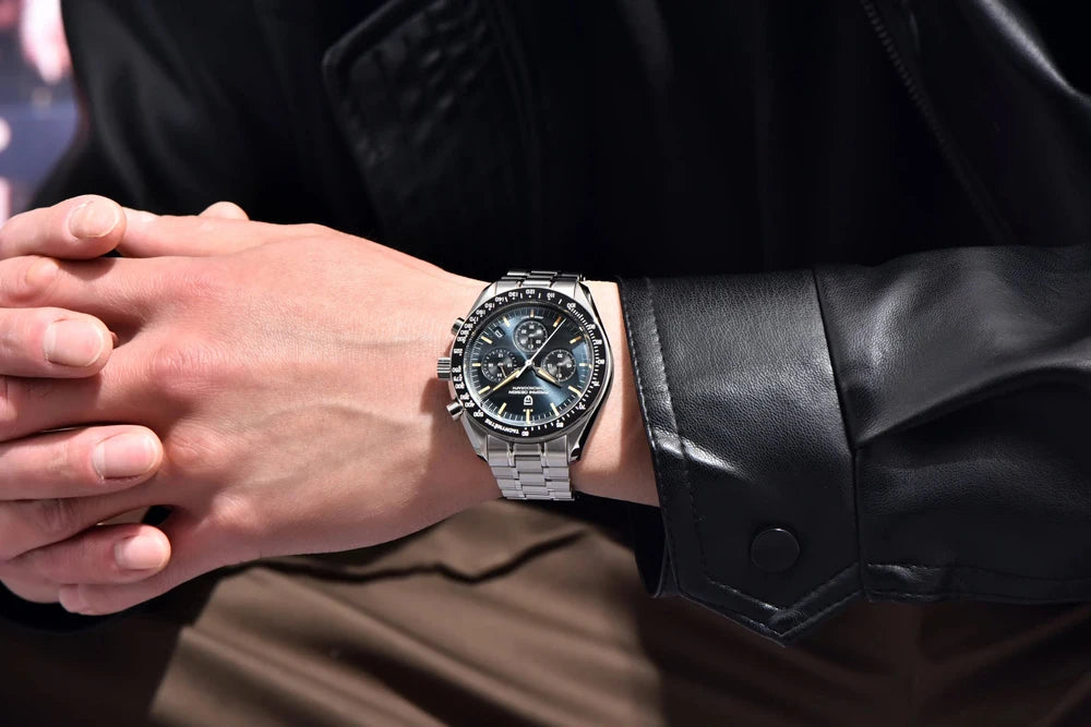 PAGANI DESIGN 2026 New Saturn Watch Luxury Quartz Watches For Men Stainless steel Luminous AR Sapphire crystal Chronograph Man