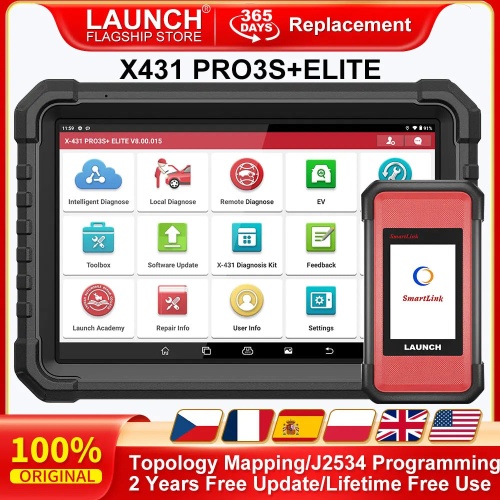 LAUNCH X431 PRO3S+ELITE Auto Car Scanner Pro3s+ Diagnose Tool Scan Diagnostic 37+ Resets Active Test ECU Coding J2534 Program