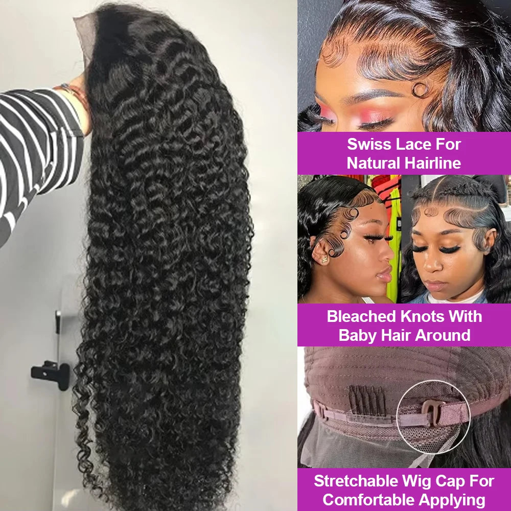 40 46 Inch 13x6 Hd Loose Deep Wave Lace Frontal Wig Brazilian 13x4 360 Full Water Curly Human Hair Wigs For Women 300% Density