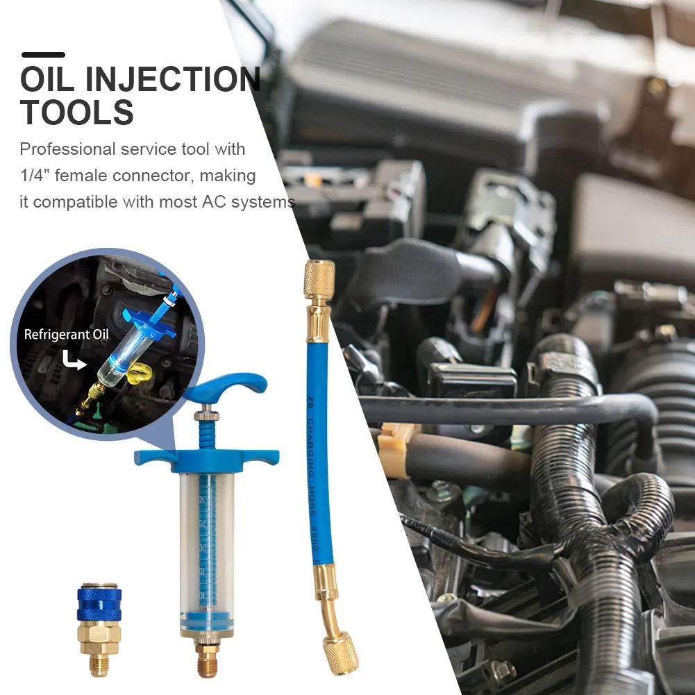 Car Oil Injection Tool 1Oz Air Conditioning Oil Injector Low Side Refrigerant Fluid Filler Tube for Vehicle Home Air Conditioner
