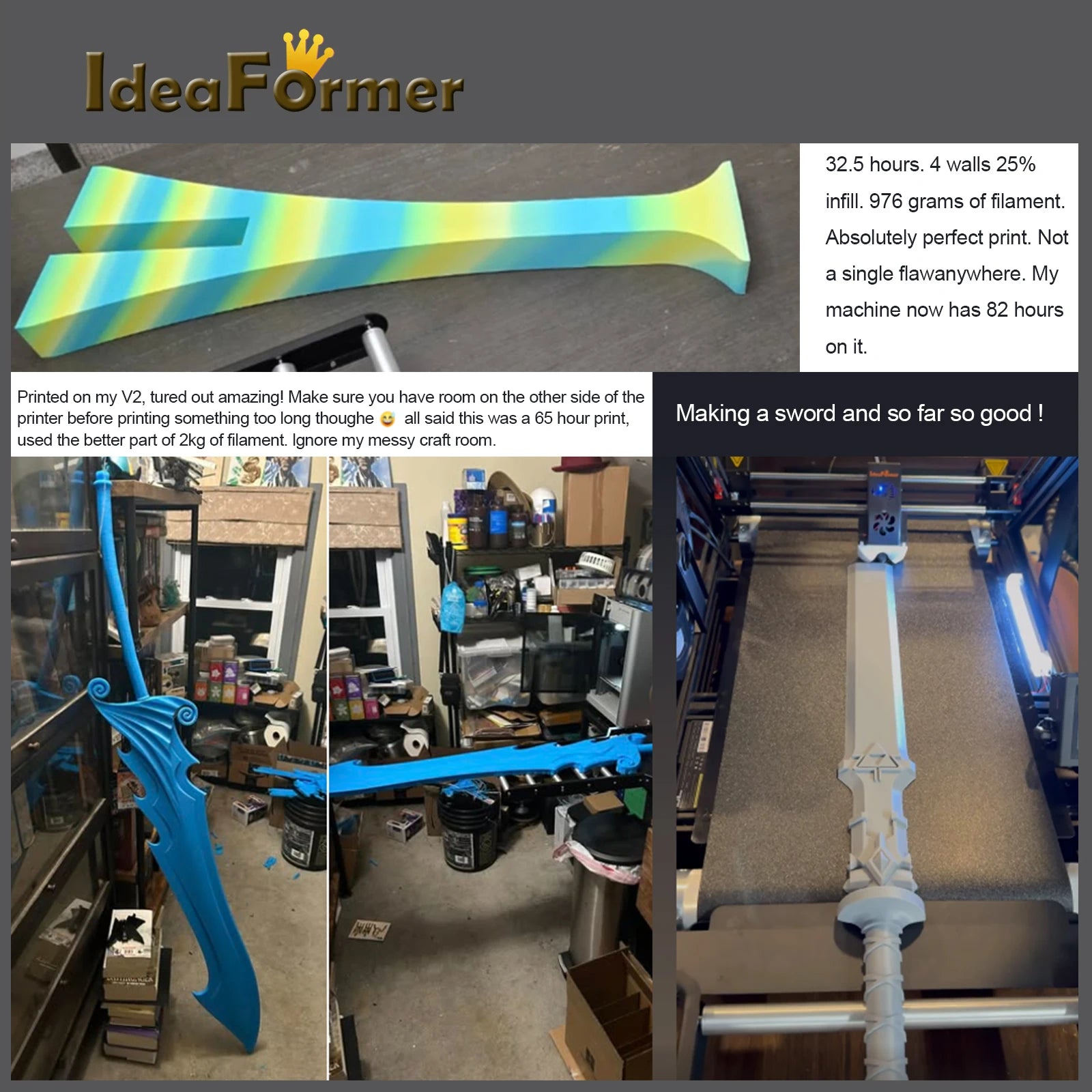 3D Printer IdeaFormer IR3 V2 Infinite Z-Axis Steel Conveyor Belt 250×250×∞mm With Extended Tray Klipper Firmware Auto Leveling