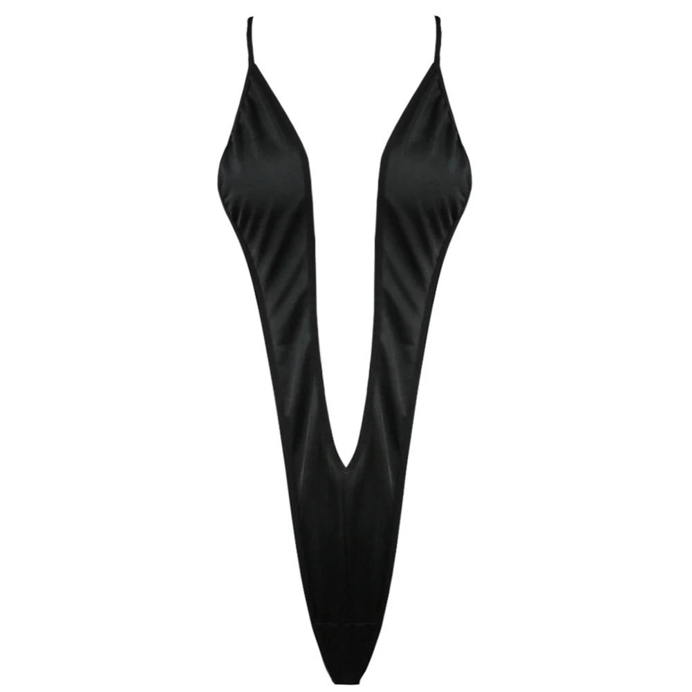 Women Sexy Lingerie Bodysuit Swimsuit Tempt Backless Deep V Bikini High Stretch Three-Point Bikini Swimsuit Clubwear