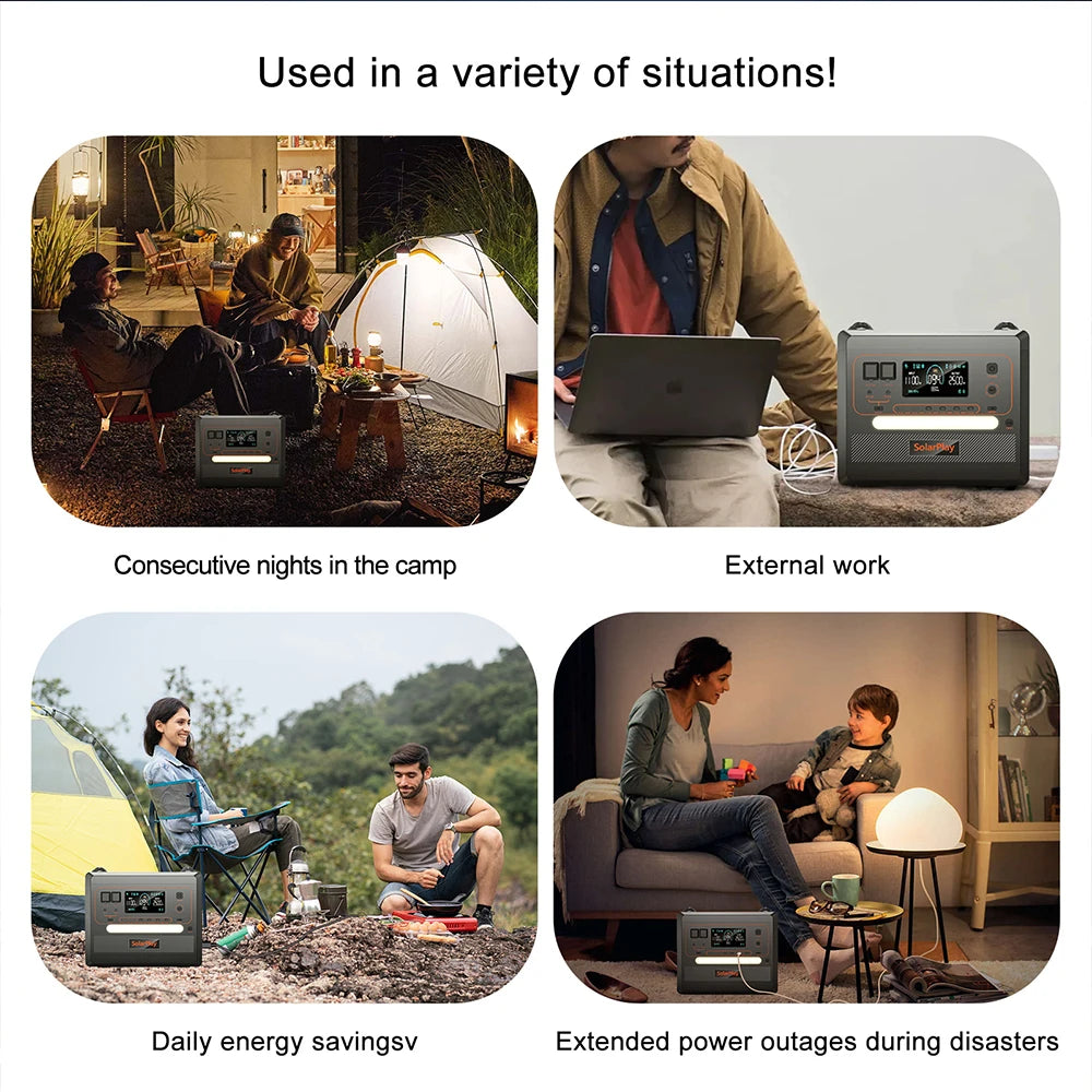 Solar Generator 2160WH 2304WH Long-life LiFePO4 Portable Power Station & 200W Solar Panel for Home Campervan Up to 2400W Output