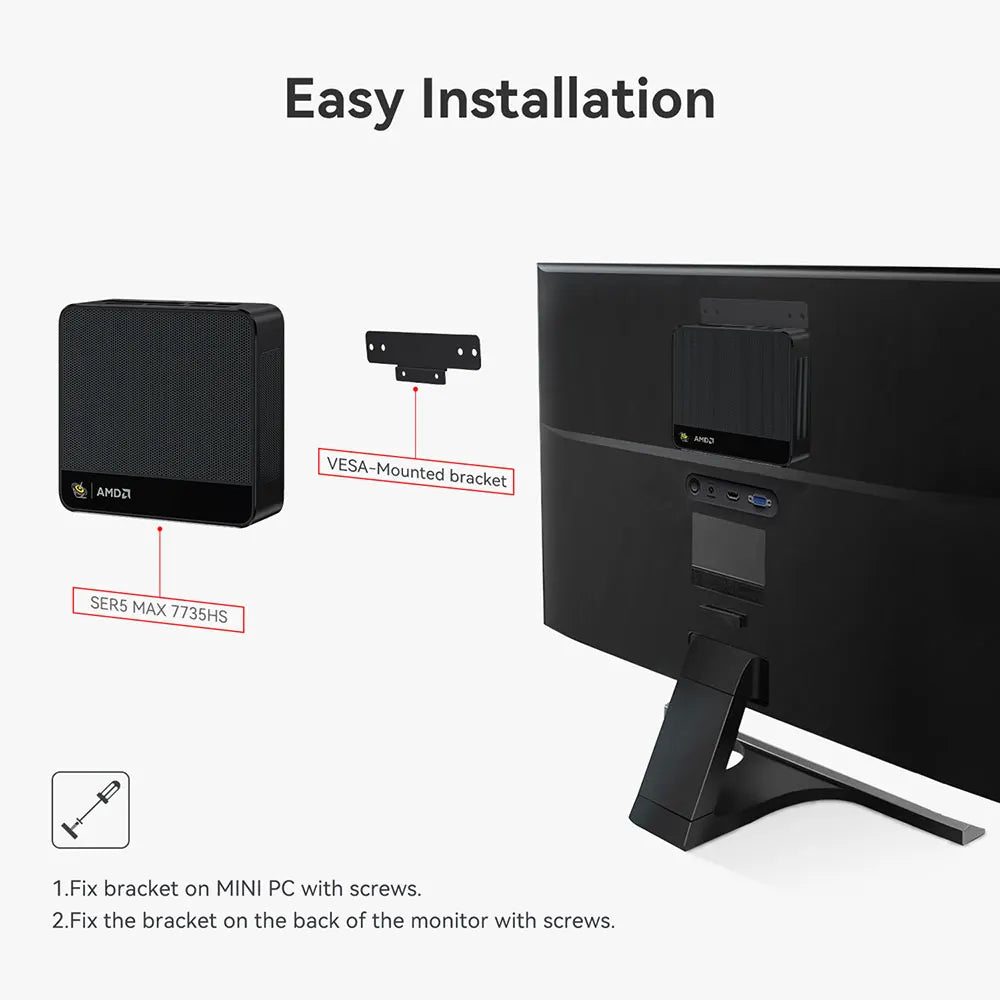 Beelink SER5 Max Mini PC AMD Ryzen7 6800U 7735HS DDR5 24GB SSD 500GB 1TB SER5 R5 5500U DDR4 16GB Support WiFi6 2.5G LAN Desktop
