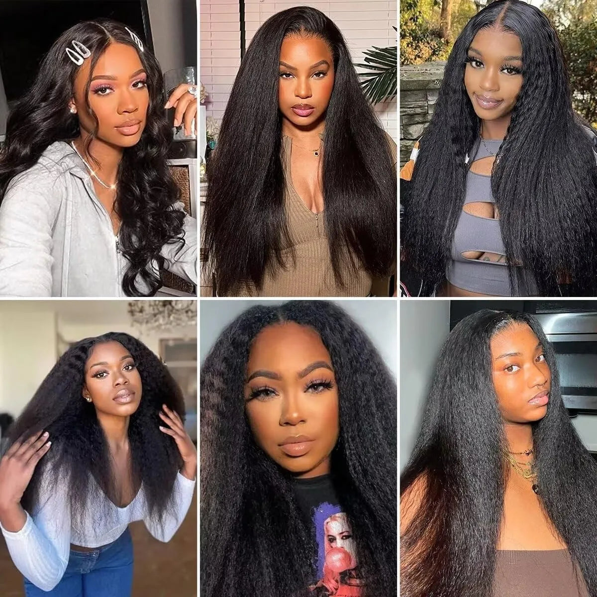 V Part Kinky Straight Human Hair Wig 250% Density for Women Upgrade U part Wig No Leave Out V Shape Clip in Half Wigs No Glue