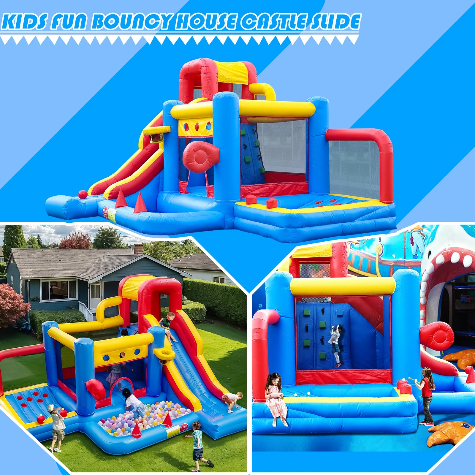 Giant inflatable Bounce House Big Size Inflatable Trampoline With Double Slide Courtyard Kids Jumping Castle Obstacle track