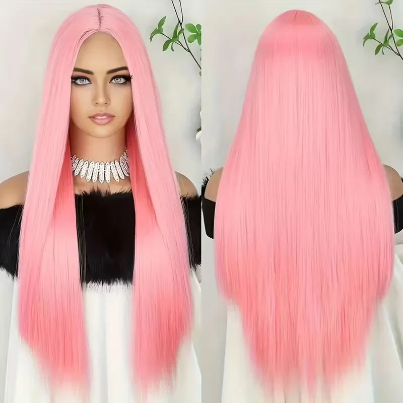 Pink Straight Human Hair Wigs 13X4 13X6 Hd Lace Frontal Wigs 32 36 Inch 220% Density Brazilian Human Hair Preplucked For Women