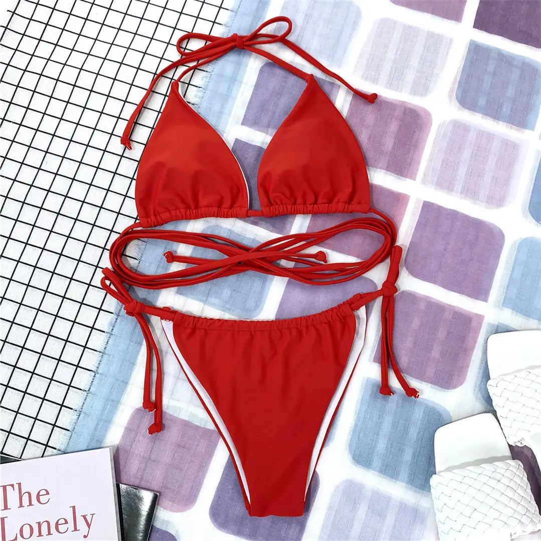 2025 New Wrap Arround Mini Bikini Female Swimwear Women Swimsuit Two-pieces Bikini set Brazilian Bather Bathing Suit Swim V1229H