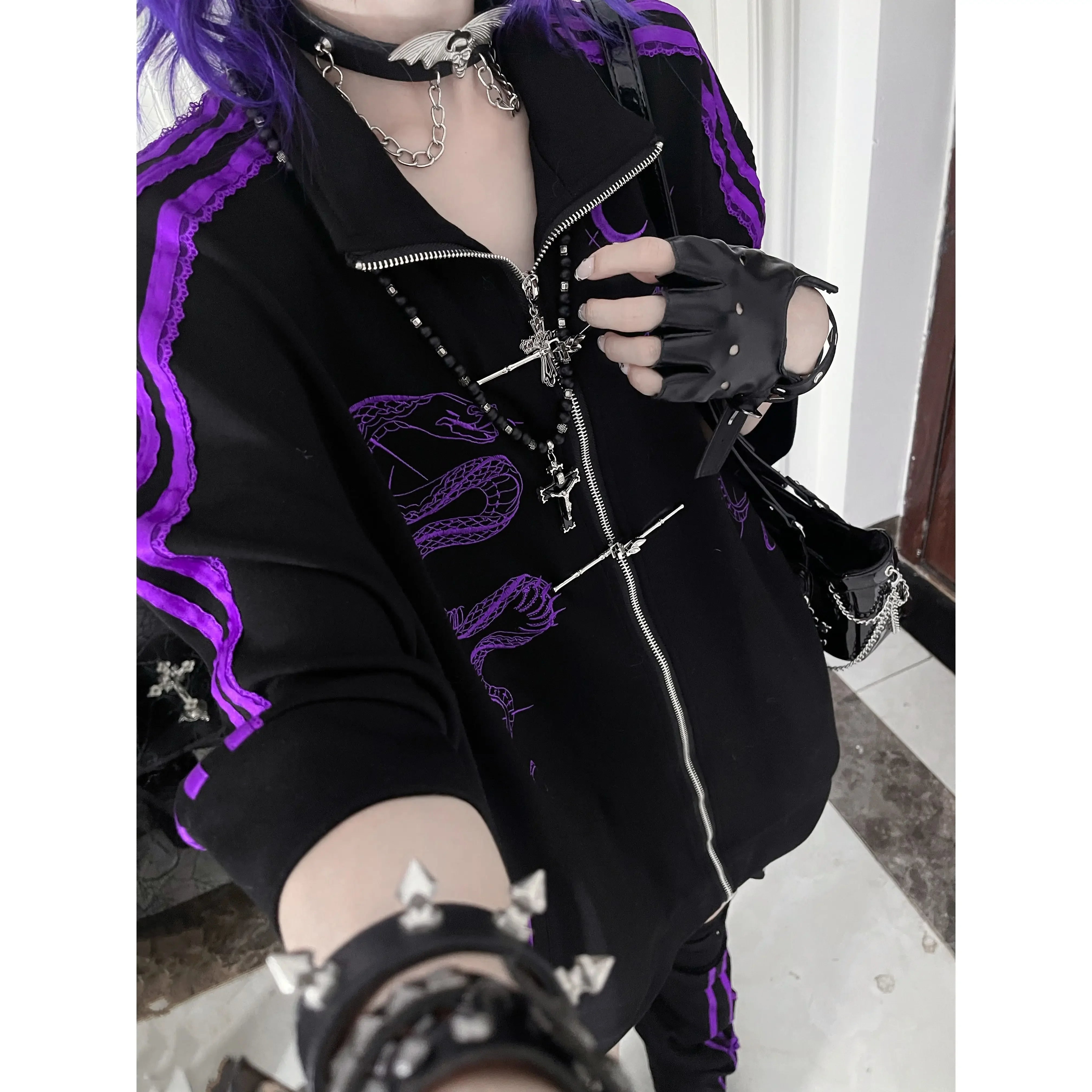 Y2K Harajuku Streetwear Hoodies Coat Women Print Zipper Short Sleeve Sweatshirts Casual Fashion Oversized Hoodie Punk Tops New