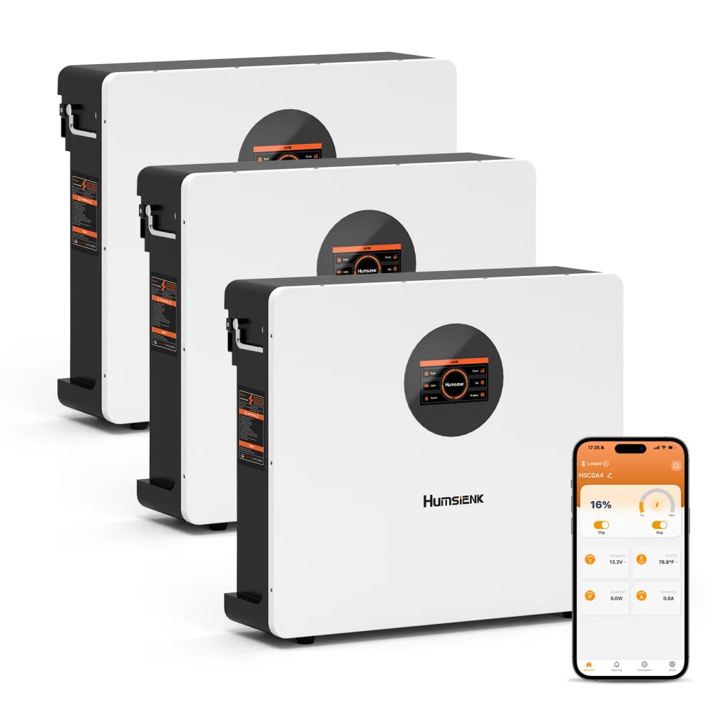 Humsienk 48V 100Ah LiFePO4 Battery WALL-Mounted Bluetooth &Real-time Monitoring Display 100A BMS For Inverter, RV, Solar Energy