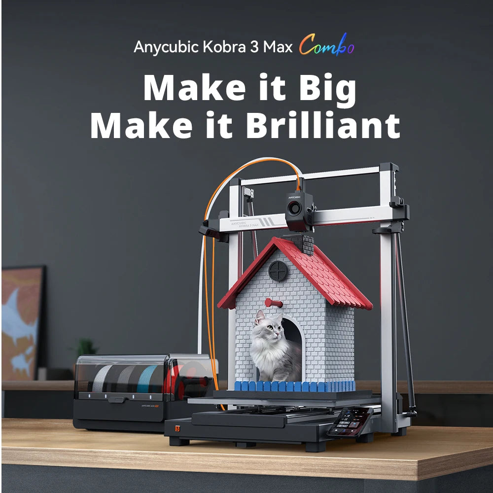 ANYCUBIC Kobra 3 Max Combo Multi-Color 3D Printer Max Speed 600mm/s Build Volume 500*420*420mm Smart APP Control 3D Printer
