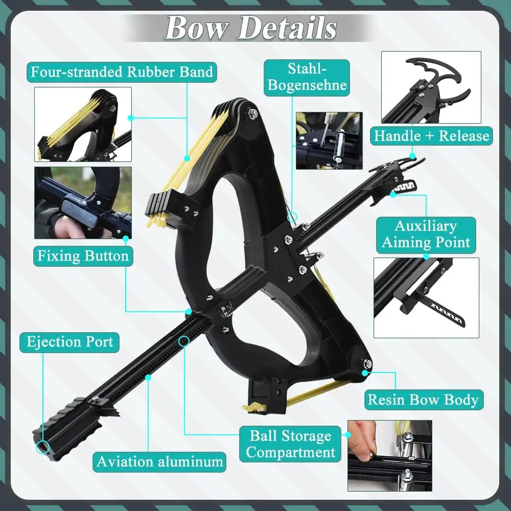 Compound Slingshot, Both Handed Compound Bow Set for Adults, Professional Slingshot with Continuous Shooting for Outdoor