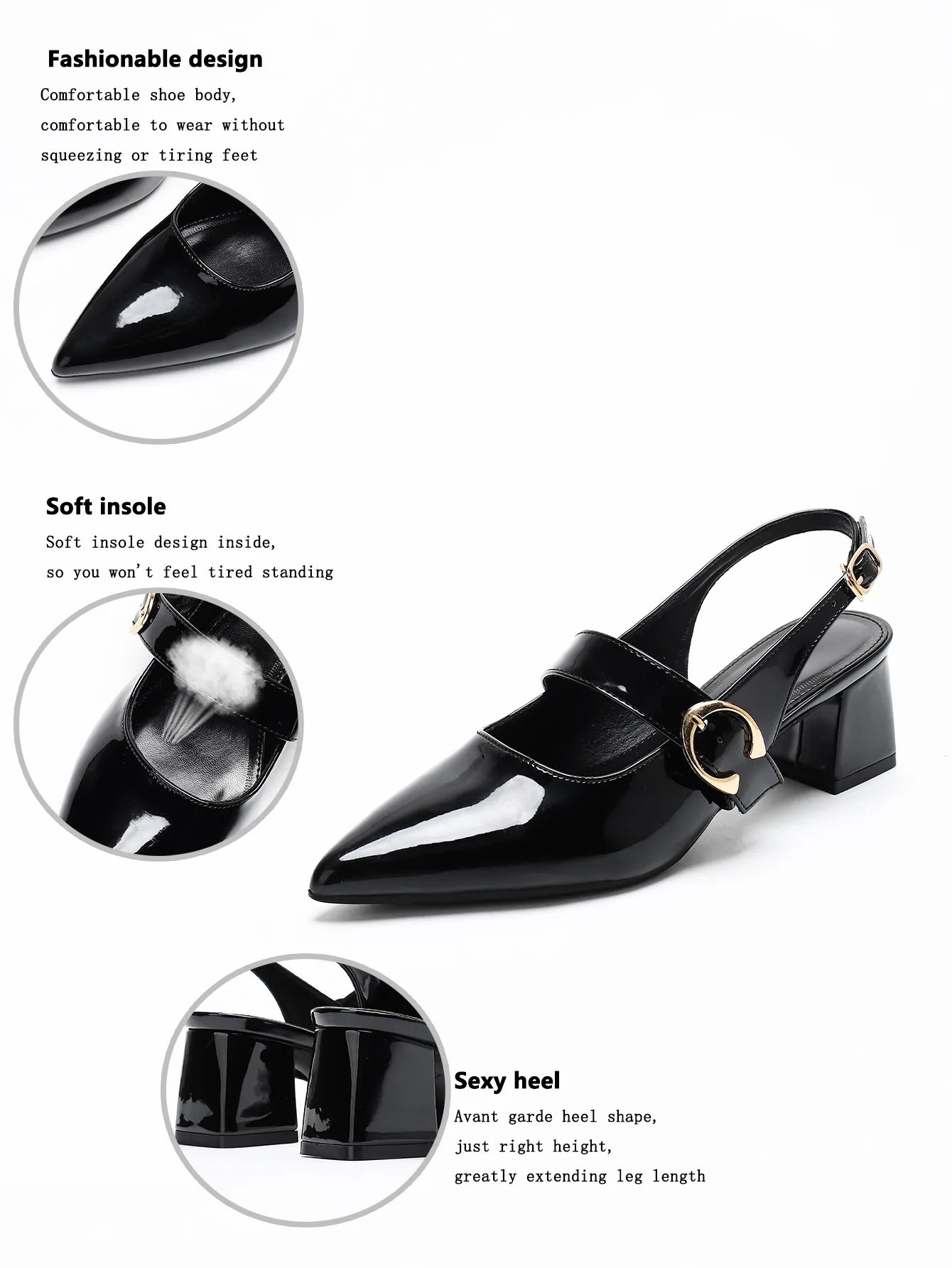 Women's summer sandals2026New French-style pointed-toe, closed-toe, chunky-heeled high-heeled shoes
