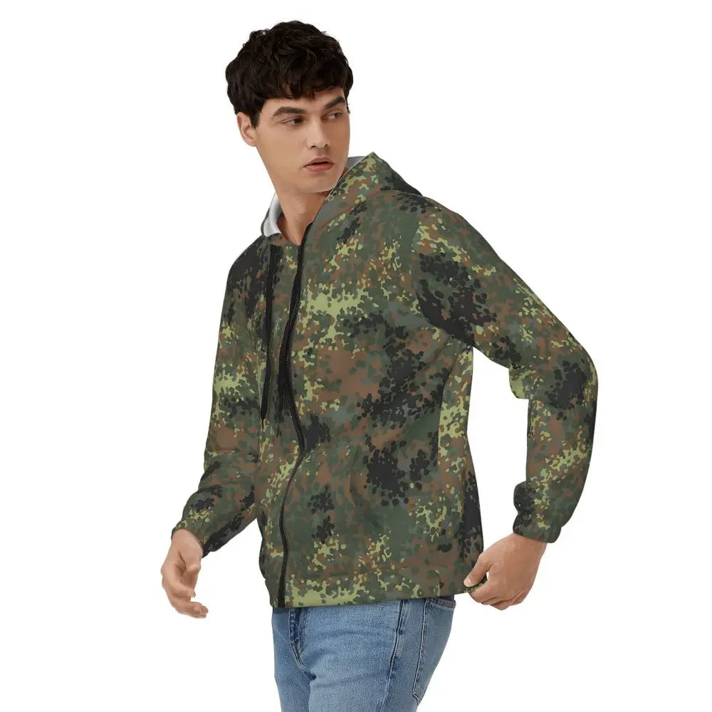 Splintertarn German WW2 Camouflage Army Military Camo Zipper Hoodies Pullover Autumn Winter Sweatshirt Long Sleeve Tops