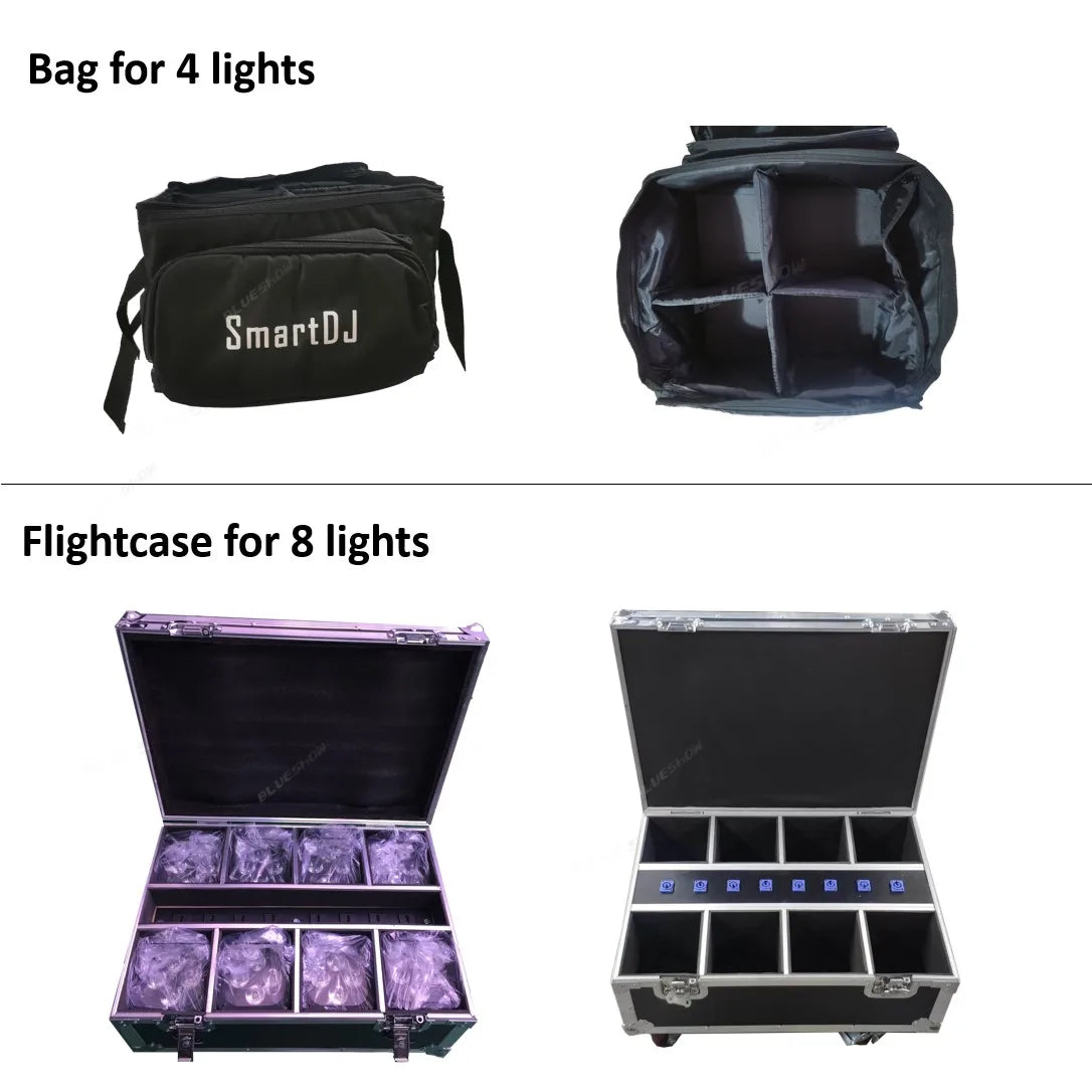 8pcs Wireless Battery Par Light with Flightcase 6x18W RGBWAUV 6IN1 Remote Control Wifi DMX Portable Par LED Stage Effect Light