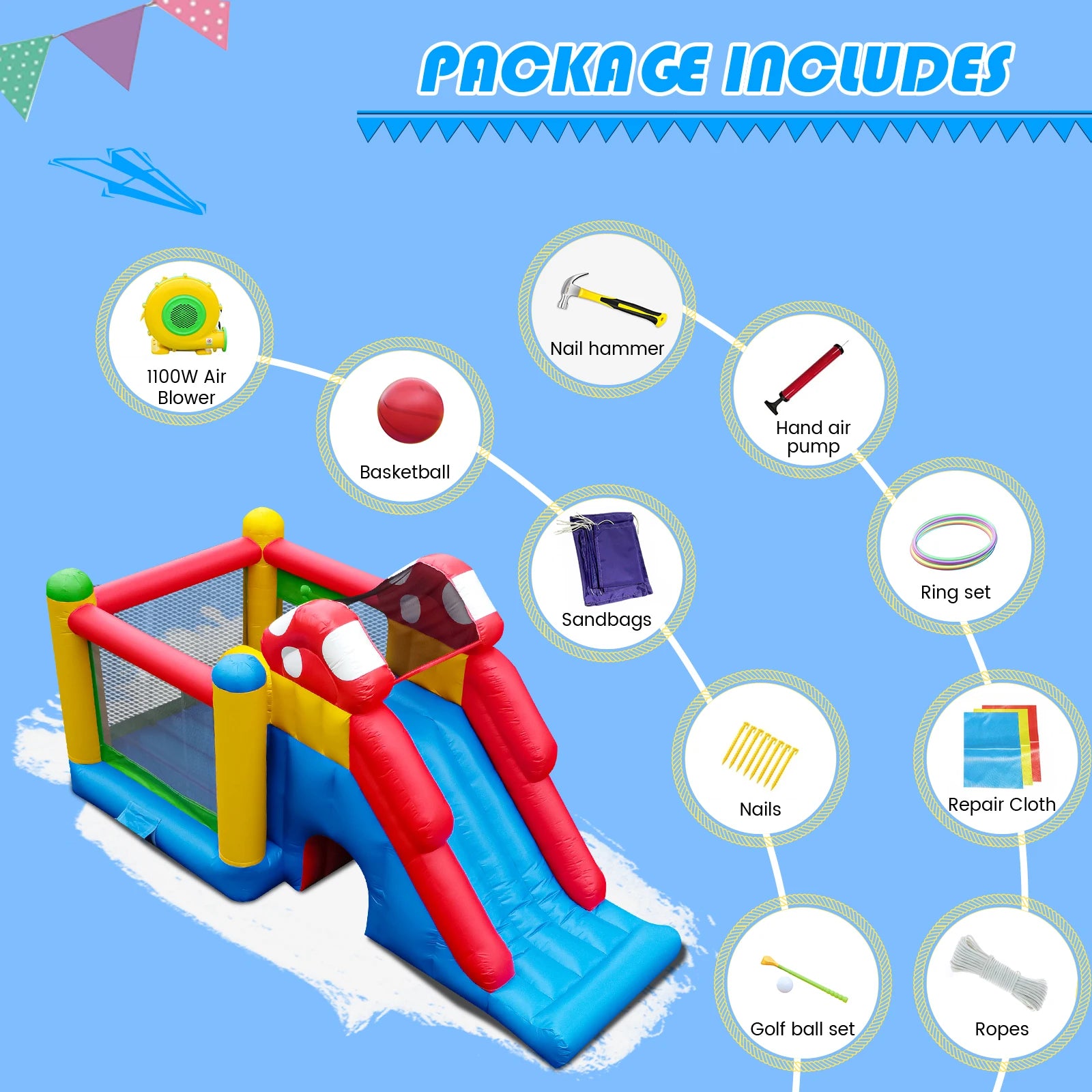 Giant inflatable Bounce House Big Size Inflatable Trampoline With Double Slide Courtyard Kids Jumping Castle Obstacle track
