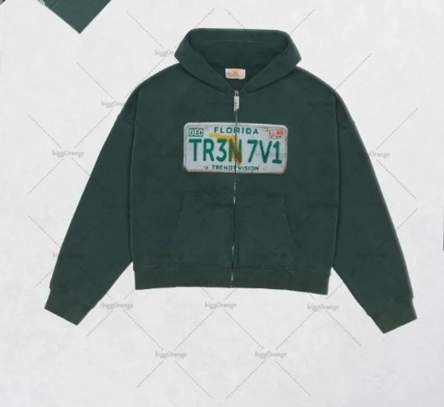 Y2K Retro Zip Up Hoodie Hip-Hop Printed Letter Casual Streetwear For Men And Women Gothic Harajuku Fashion Oversized Sweatshirts
