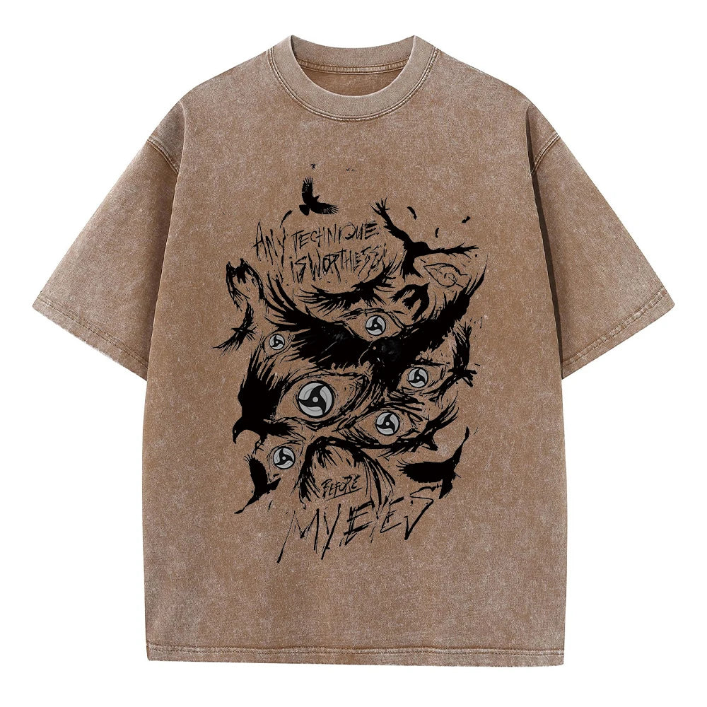 Hip Hop Men Streetwear Vintage Washed T-Shirt Anime Graphic T Shirt Men Harajuku Cotton Casual Short Sleeve Loose Vintage Tops
