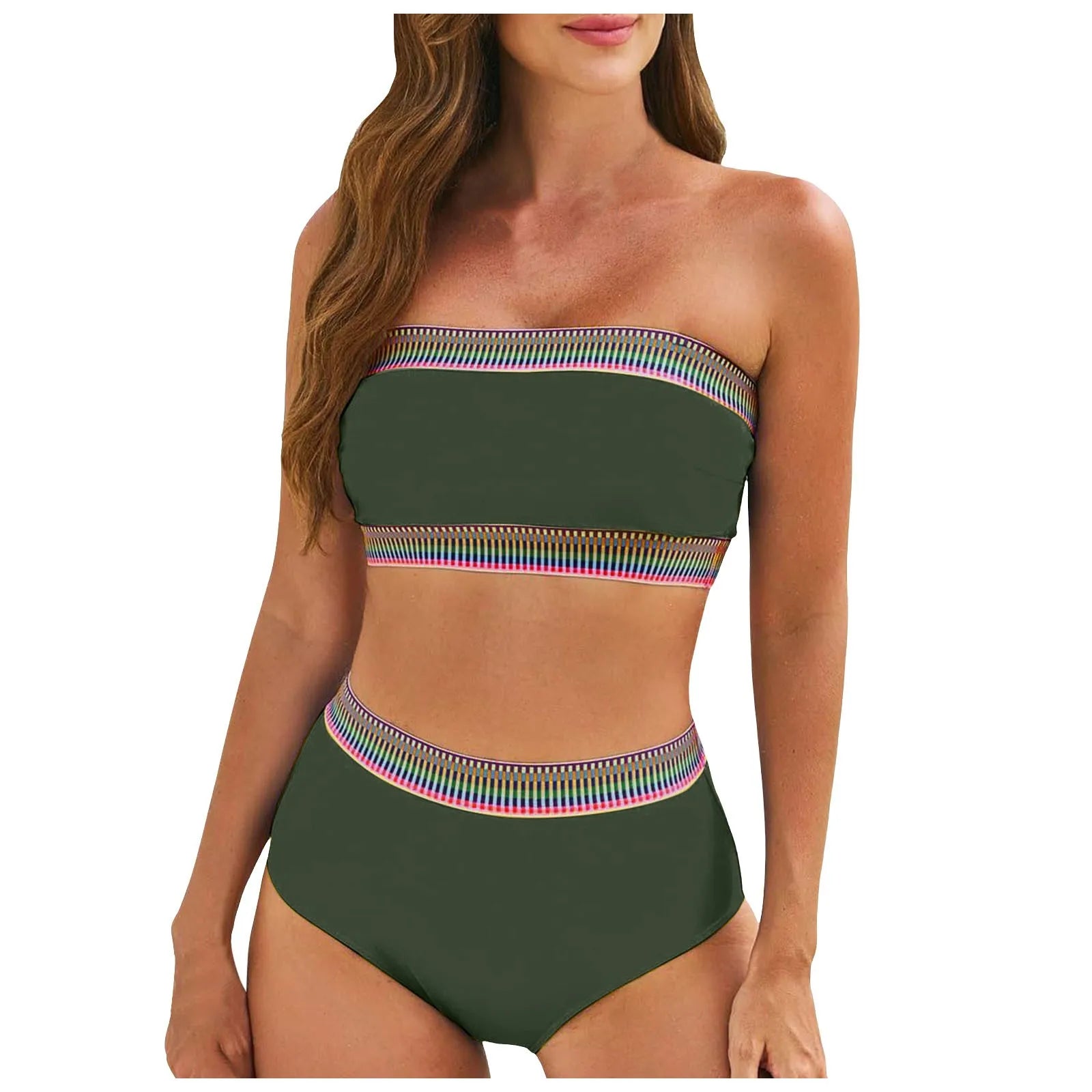 Swimsuit 2024 Trend Women's Bikini Sets Tube Crop 2 Piece Push Up Bra High Waisted Wrap Hip Swimsuit Beach Vacation Biquini