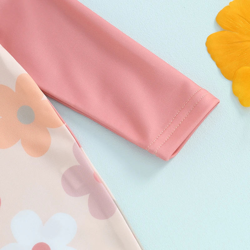 Lioraitiin Newborn Baby Girls Swimwear Infant Swimsuit Rash Guard Bathing Suit Toddler Beach Long Sleeve Zip Up Summer