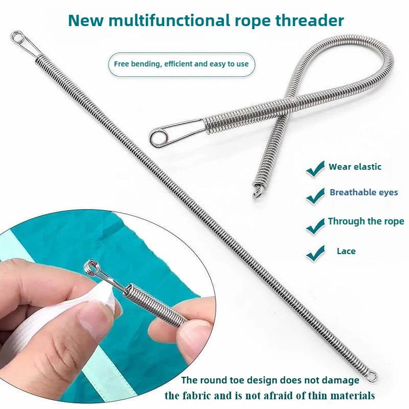 Bendable Spring Drawstring Threader Clip Pants Hoodies Elastic Band Lace Cord Flexible Drawstring Thread DIY Sewing Accessories