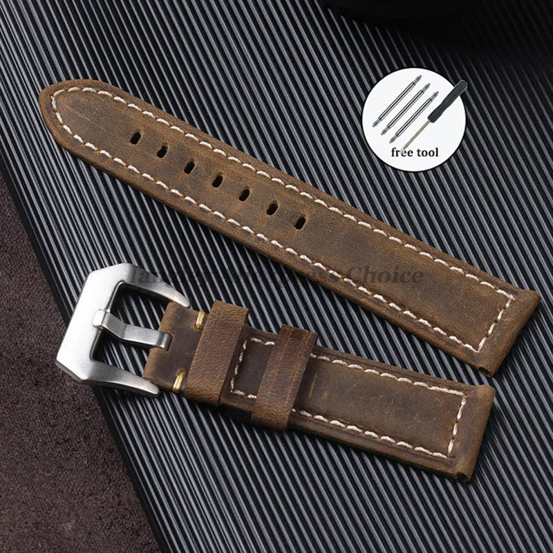 Genuine Leather Watch Strap for Panerai Band Men Women PAM111/441/312 Horse Cowhide Leather Belts 20mm 22mm 24mm 26mm for Casio