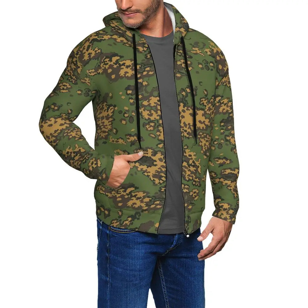 Splintertarn German WW2 Camouflage Army Military Camo Zipper Hoodies Pullover Autumn Winter Sweatshirt Long Sleeve Tops