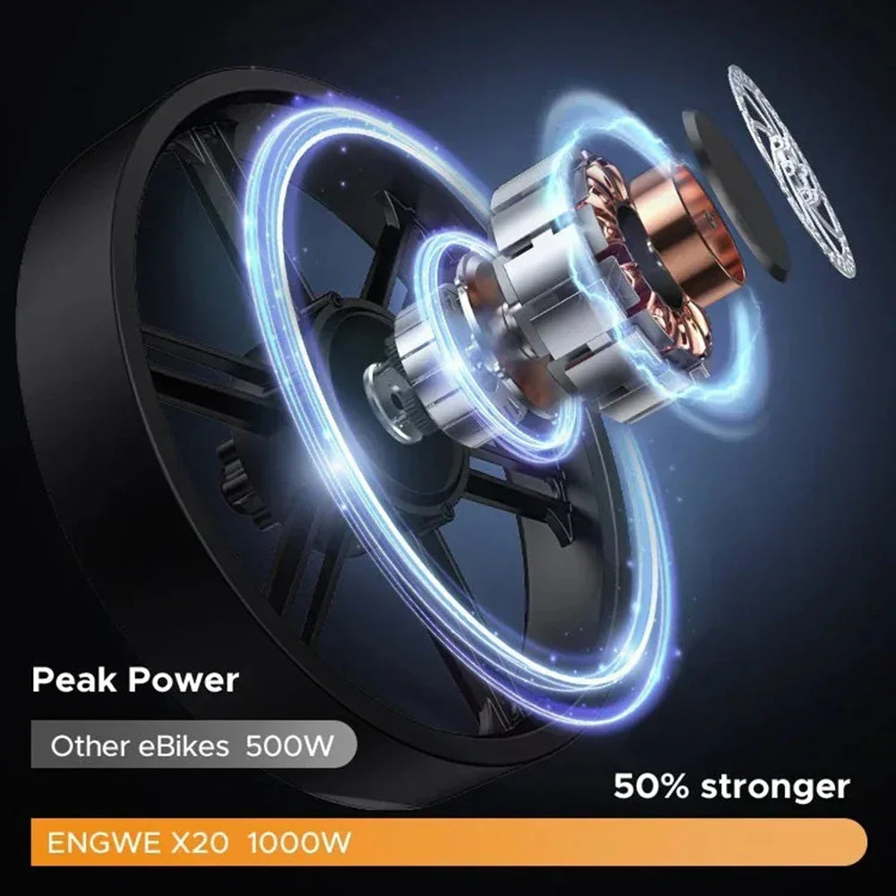 Electric Bicycle 1200W motor 48V 29AH Folding Mountain E-bike Engwe X26 X24 X20 26Inch Fat Tire Urban Commuting Electric Bike