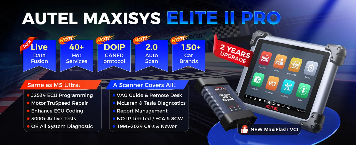 Autel MaxiSys Elite II Pro ULTRA Diagnostic Tools J2534 ECU Programming Coding Auto Scanner as MS919 Motor TruSpeed CAN FD DoIP
