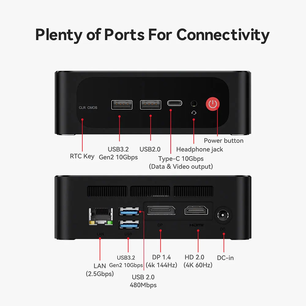 Beelink SER5 Max Mini PC AMD Ryzen7 6800U 7735HS DDR5 24GB SSD 500GB 1TB SER5 R5 5500U DDR4 16GB Support WiFi6 2.5G LAN Desktop