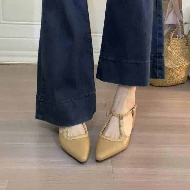 Summer fashion pointed-toe women's sandals Leather shoes with comfortable and elegant heels Available in strap style