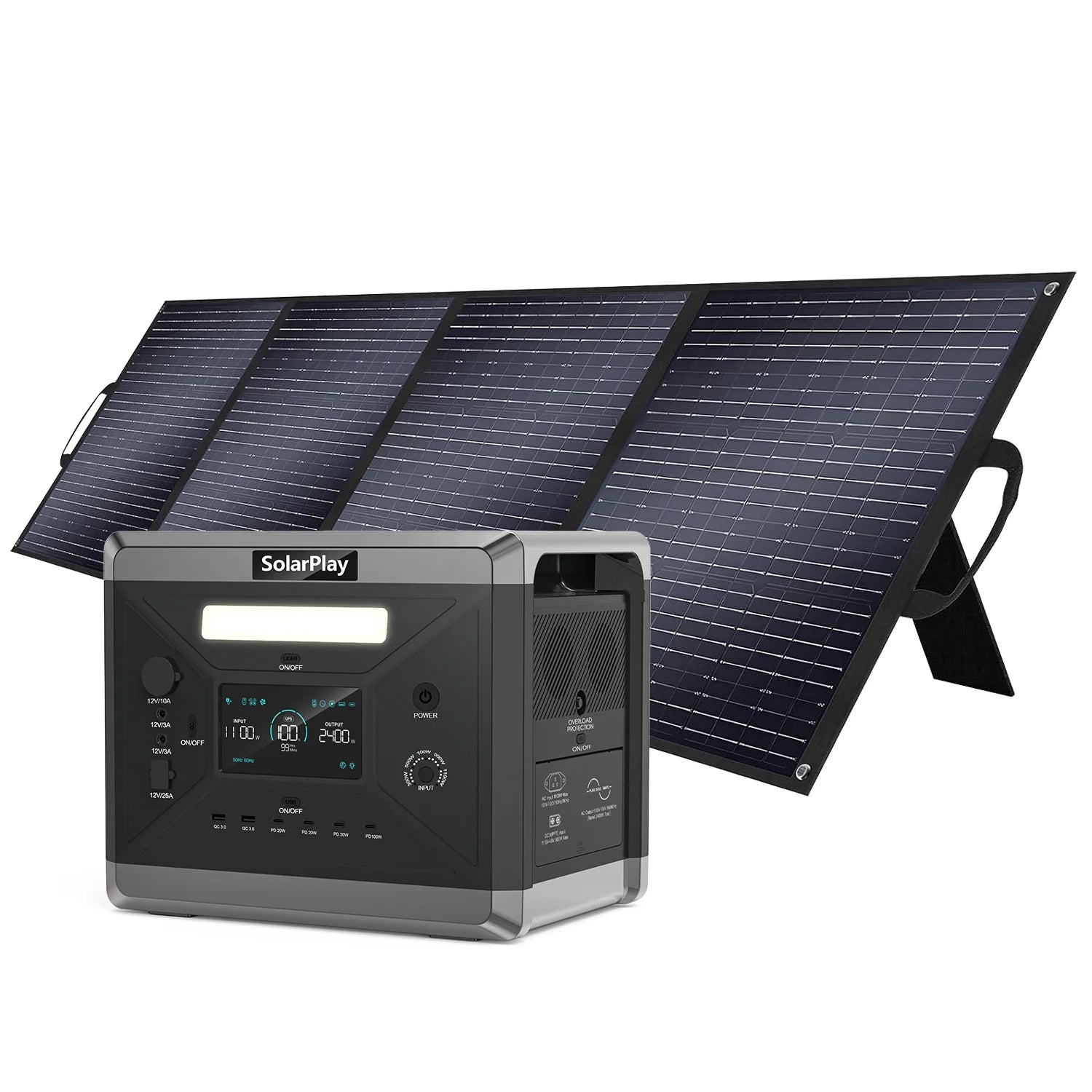 Solar Generator 2160WH 2304WH Long-life LiFePO4 Portable Power Station & 200W Solar Panel for Home Campervan Up to 2400W Output