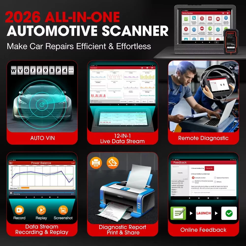 LAUNCH X431 PRO V5.0 Car Diagnostic Tools DBScar VII VCI CAN FD DOIP Auto OBD OBD2 Scanner 38+ Reset ECU Coding Bidirectional
